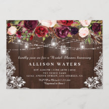 Rustieke string lichten bruids douche uitnodiging