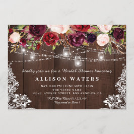 Rustieke string lichten bruids douche uitnodiging