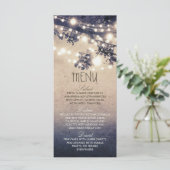 Rustieke string lichten bruiloft menu kaarten (Staand voorkant)