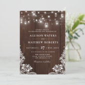 Rustieke string lichten bruiloft uitnodiging (Staand voorkant)