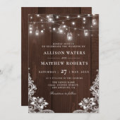 Rustieke string lichten bruiloft uitnodiging (Voorkant / Achterkant)