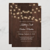 Rustieke string lichten bruiloft uitnodiging (Voorkant / Achterkant)