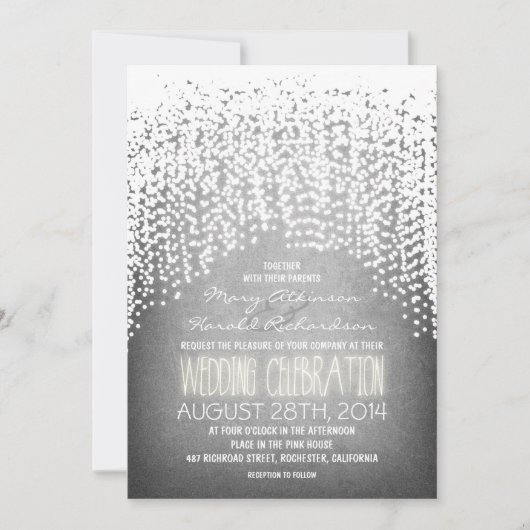 rustieke string lichten bruiloft uitnodigingen (Voorkant)