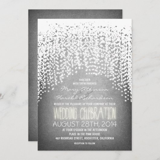 rustieke string lichten bruiloft uitnodigingen (Voorkant / Achterkant)