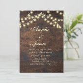 rustieke string lichten elegante BRUILOFT Kaart (Staand voorkant)