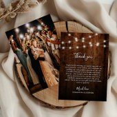 Rustieke String Lichten, Foto & Hout Wedding Bedankkaart