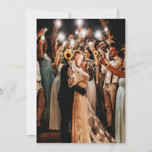 Rustieke String Lichten, Foto & Hout Wedding Bedankkaart (Achterkant)