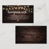 Rustieke String Lichten, Hout, Honeymoon Wens Informatiekaartje (Voorkant / Achterkant)