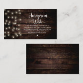 Rustieke String Lichten, Hout, Honeymoon Wens Informatiekaartje (Voorkant / Achterkant)