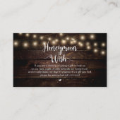 Rustieke String Lichten, Hout, Honeymoon Wens Informatiekaartje (Voorkant)