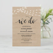 Rustieke string lichten We Do Wedding Invitation K Programmakaart (Staand voorkant)