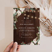 Rustieke string lichten winter bruiloft uitnodigin kaart