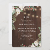 Rustieke string lichten winter bruiloft uitnodigin kaart (Voorkant)