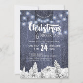 Rustieke string lichten wit blauw Kerstfeest Kaart (Voorkant)