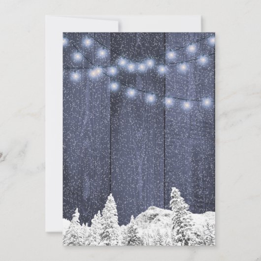 Rustieke string lichten wit blauw Kerstfeest Kaart (Achterkant)