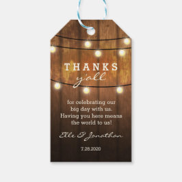Rustieke String Light Country Barn Bruiloft Dank u Cadeaulabel