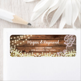 Rustieke String Lights Baby's Breath & Lace Label