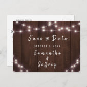 Rustieke String Lights Bewaar de datum Bruiloft Aankondigingskaart (Voorkant / Achterkant)
