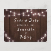 Rustieke String Lights Bewaar de datum Bruiloft Aankondigingskaart (Voorkant)