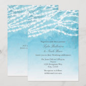 Rustieke String Lights Blauwe bruiloft uitnodiging (Voorkant / Achterkant)