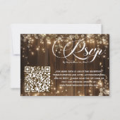 Rustieke String Lights Bloemen QR Code Huwelijk RS RSVP Kaartje (Voorkant)