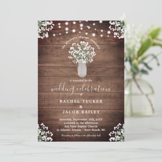 Rustieke String Lights & Bloemenvaas van Babys Bre Kaart (Staand voorkant)