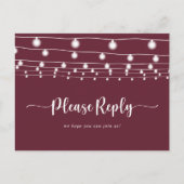 Rustieke String Lights Bourgondië Menu Keuze RSVP (Voorkant)