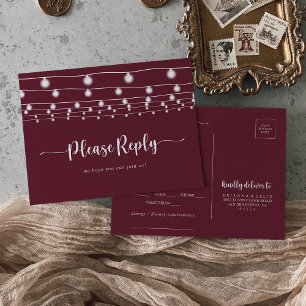 Rustieke String Lights Bourgondië Menu Keuze RSVP