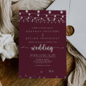 Rustieke String Lights Bourgondische bruiloft Kaart