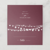 Rustieke String Lights Bourgondische bruiloft plaa Plaatskaartje (Buitenkant ongevouwen)