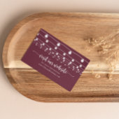 Rustieke String Lights Bourgondische bruiloft webs Informatiekaartje