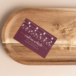 Rustieke String Lights Bourgondische bruiloft webs Informatiekaartje