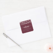 Rustieke String Lights Bourgondische bruiloft Welk Vierkante Sticker (Envelop)
