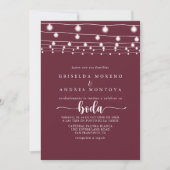 Rustieke String Lights Bourgondische Spaanse bruil Kaart (Voorkant)