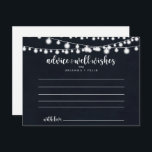 Rustieke String Lights Bruiloft Advies Kaart<br><div class="desc">Deze rustieke string licht bruiloft advies kaart is perfect voor een moderne bruiloft. Het ontwerp is voorzien van prachtige handgeschilderde snaarlampen op een donkerblauwe achtergrond. Deze kaarten zijn ideaal voor een bruiloft, vrijgezellenfeest, baby shower, afstudeerfeest & meer. Personaliseer de kaarten met de namen van de bruid en bruidegom, aanstaande ouders...</div>