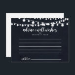 Rustieke String Lights Bruiloft Advies Kaart<br><div class="desc">Deze rustieke string licht bruiloft advies kaart is perfect voor een moderne bruiloft. Het ontwerp is voorzien van prachtige handgeschilderde snaarlampen op een donkerblauwe achtergrond. Deze kaarten zijn ideaal voor een bruiloft, vrijgezellenfeest, baby shower, afstudeerfeest & meer. Personaliseer de kaarten met de namen van de bruid en bruidegom, aanstaande ouders...</div>