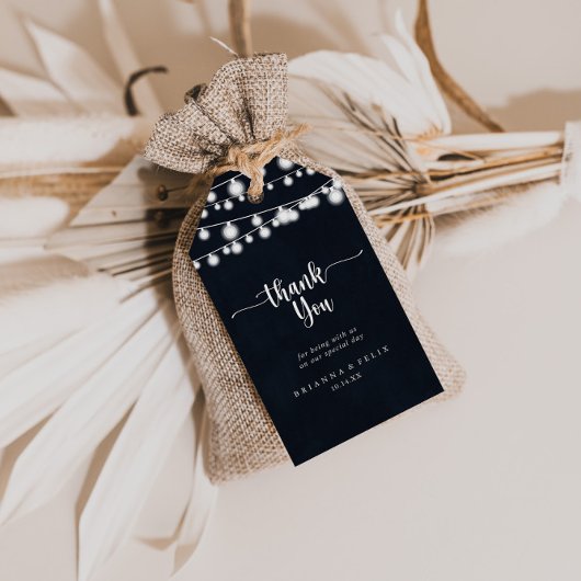 Rustieke String Lights Bruiloft Dank u Cadeaulabel