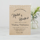 Rustieke String Lights Bruiloft Kaart (Staand voorkant)