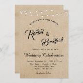 Rustieke String Lights Bruiloft Kaart (Voorkant / Achterkant)