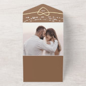 Rustieke String Lights Bruiloft QR Code All In One Uitnodiging (Buitenkant)