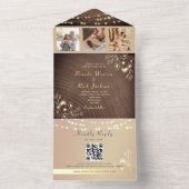 Rustieke String Lights Bruiloft QR Code All In One Uitnodiging (Binnen)