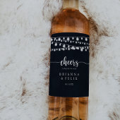 Rustieke String Lights Cheers Bruiloft Wijn Labels Wijn Etiket