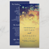 Rustieke String Lights en Bomen Trouwprogramma's Programmakaart (Voorkant / Achterkant)