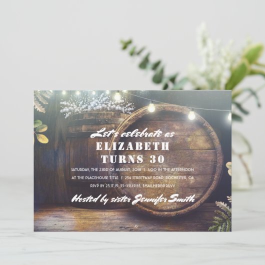 Rustieke String Lights en eiken vat verjaardagsfee Kaart (Staand voorkant)