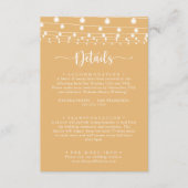 Rustieke String Lights Gele bruiloft Details Informatiekaartje (Voorkant)