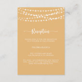 Rustieke String Lights Gele bruiloft receptie Informatiekaartje (Voorkant)