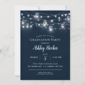 Rustieke String Lights Graduation Party BBQ Kaart (Voorkant)