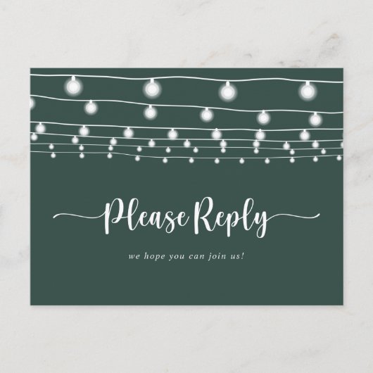 Rustieke String Lights Groen Menu Keuze RSVP (Voorkant)