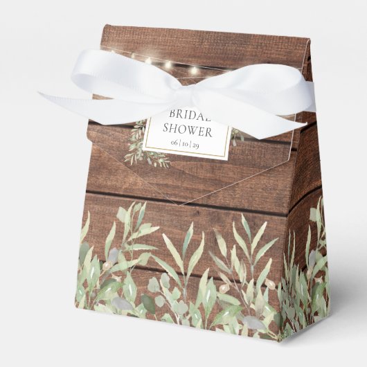 Rustieke String Lights groen Vrijgezellenfeest Bedankdoosjes (Voorkant Zijde)