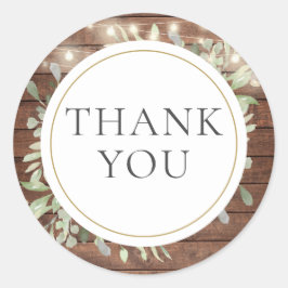 Rustieke String Lights Groen Vrijgezellenfeest Fav Ronde Sticker